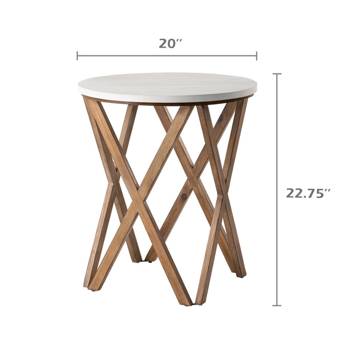 Millwood Pines Moty Rustic Round Rustic End Table, Distressed White Top
